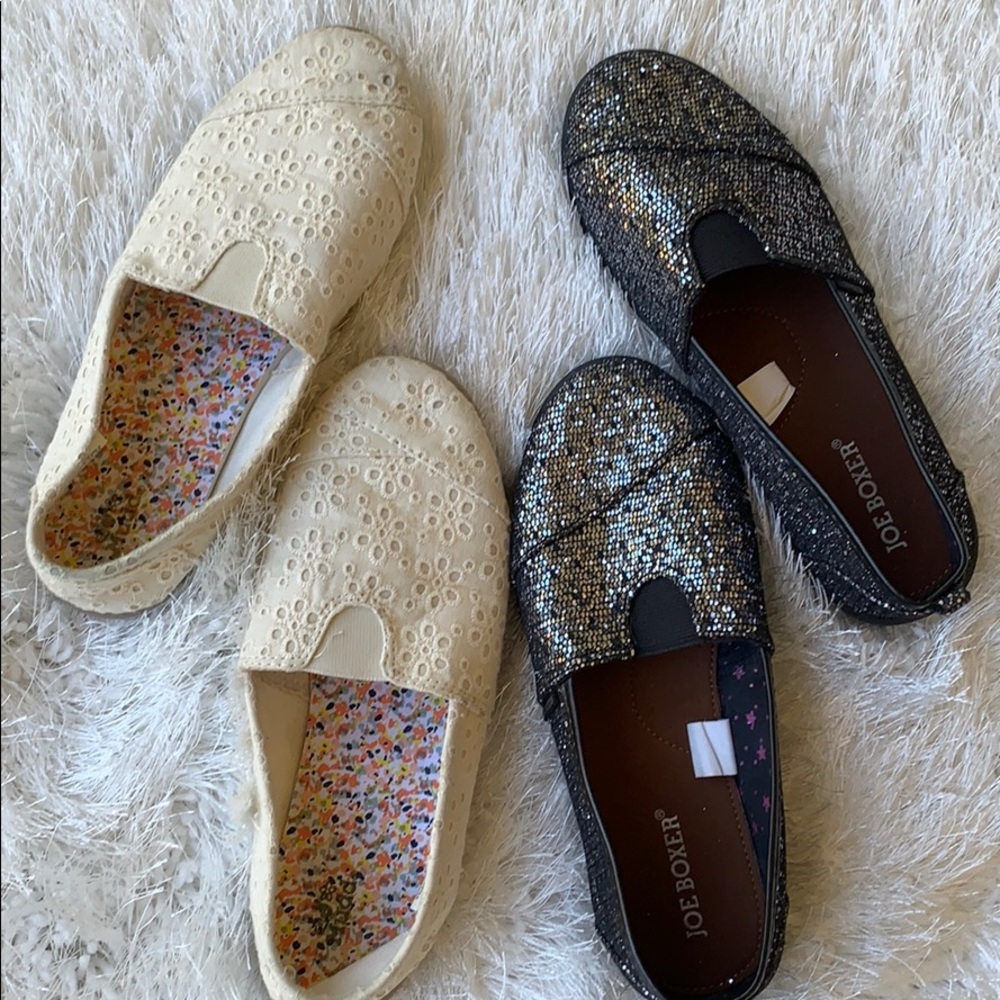 Girls Slip on Fabric Shoes (2 Pair Bundle)